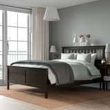 HEMNES Bed frame, black-brown/Luröy, Queen