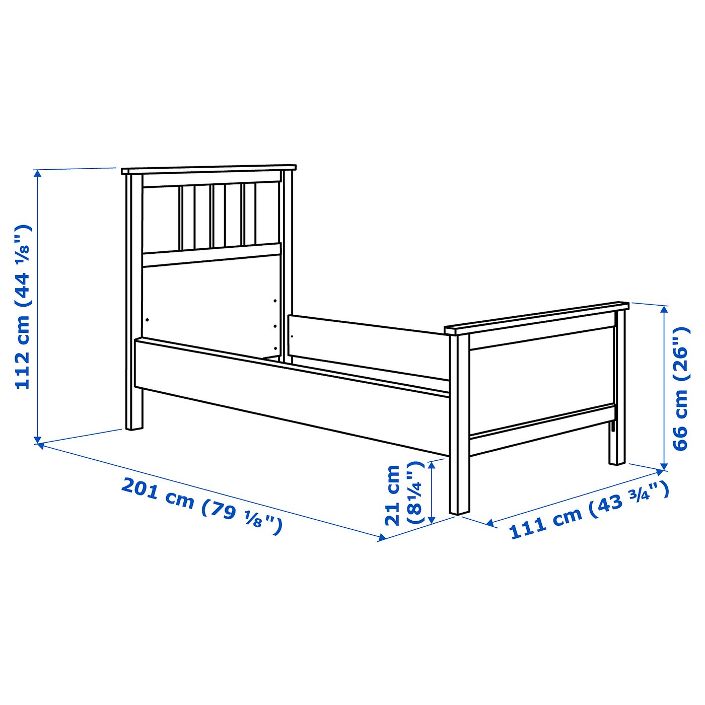 HEMNES bed frame, dark gray stained/Lönset, Twin - IKEA