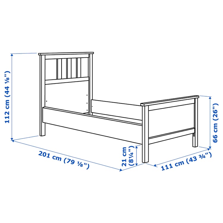 HEMNES bed frame, dark gray stained/Lönset, Twin IKEA