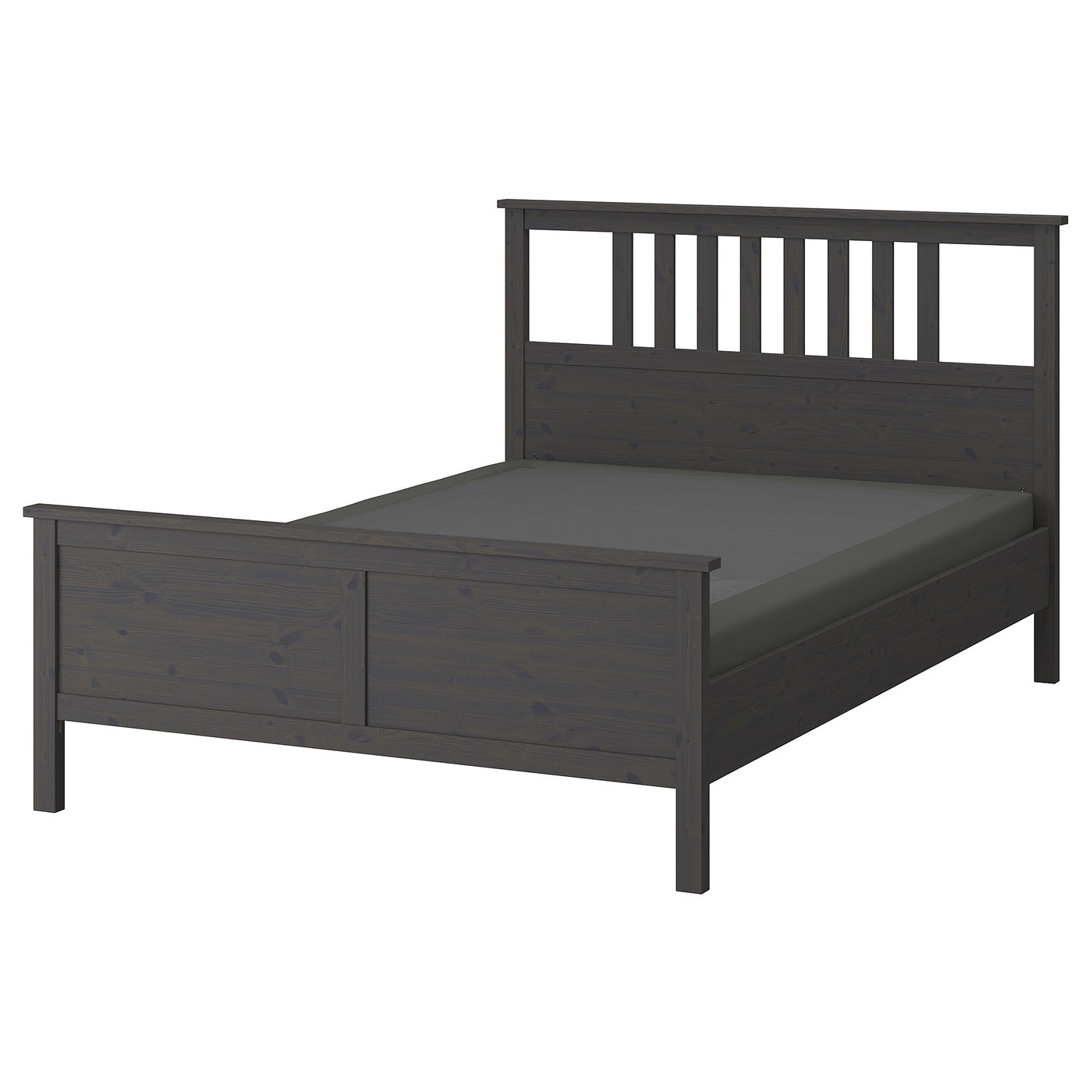 HEMNES bed frame, dark gray stained, Queen - IKEA