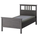 HEMNES Bed frame, dark gray stained/Lyngör dark gray, Twin