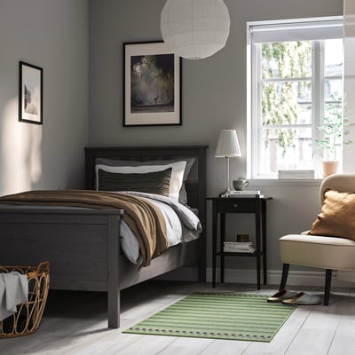 HEMNES Bed frame, dark gray stained/Lyngör dark gray, Twin