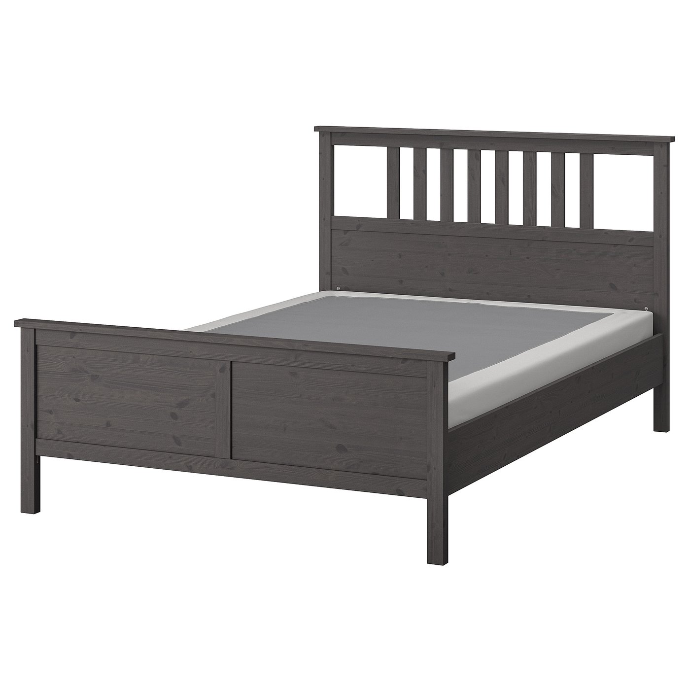 HEMNES bed frame, dark gray stained/Lyngör white, Full - IKEA
