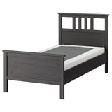 HEMNES Bed frame, dark gray stained/Lyngör white, Twin