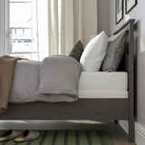 HEMNES Bed frame, dark gray stained/Lyngör white, Twin