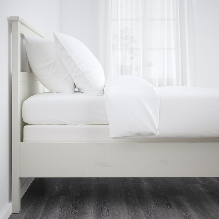 HEMNES Bed frame, white stain/Espevär, Twin IKEA
