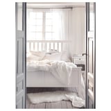 HEMNES Bed frame, white stain/Luröy, Queen