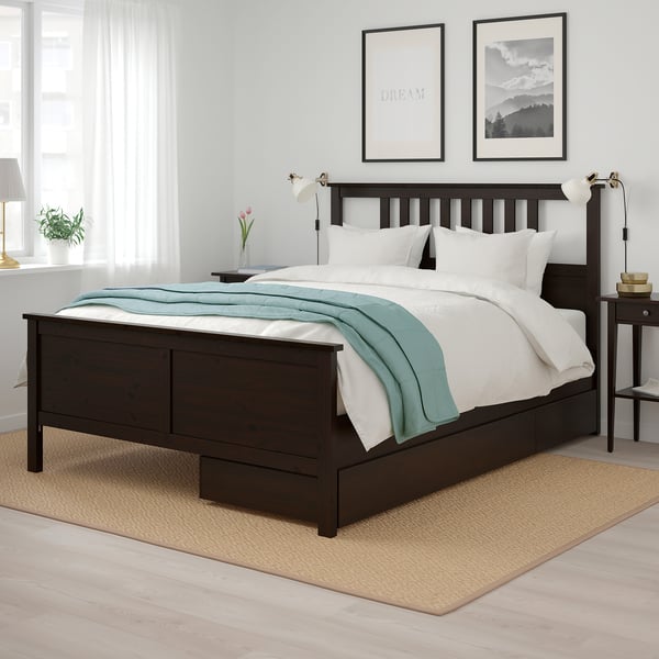Hemnes Bed Frame With 2 Storage Boxes Black Brown Luroy Queen Ikea Click on image to zoom. ikea
