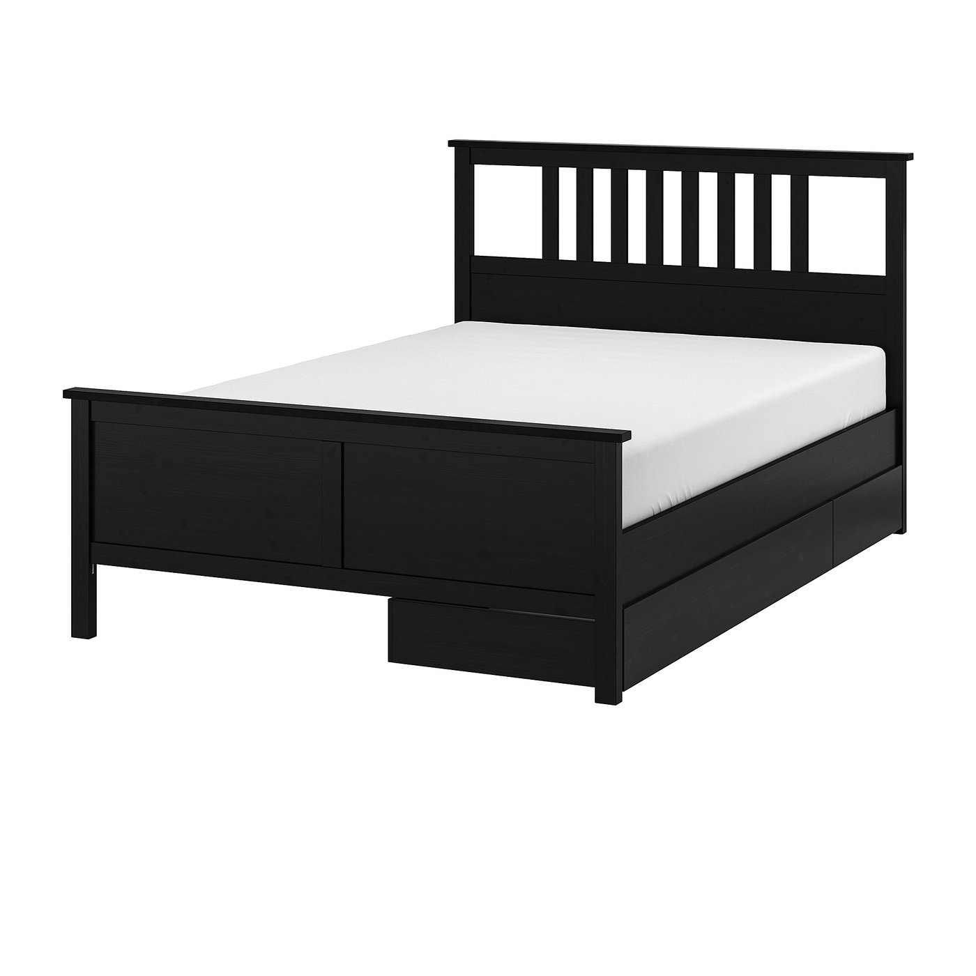 HEMNES bed frame with 2 storage boxes, black-brown, Queen - IKEA