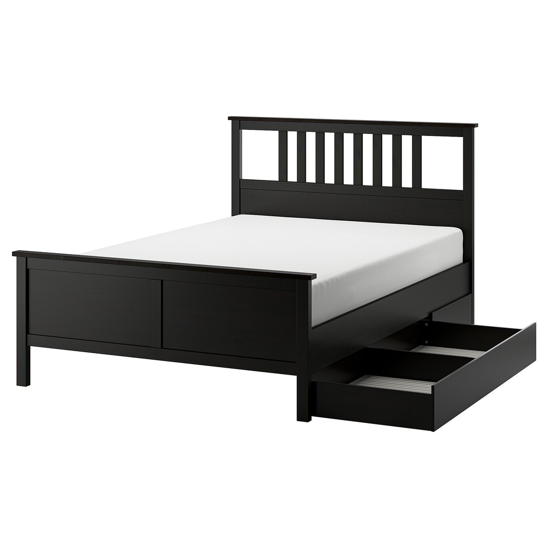 HEMNES bed frame with 2 storage boxes, blackbrown, Full IKEA
