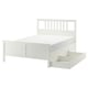 HEMNES Bed frame with 2 storage boxes, white stain/Lönset, Full