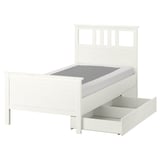 HEMNES Bed frame with 2 storage boxes, white stain/Lyngör white, Twin