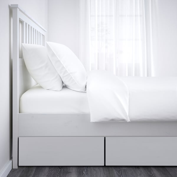 Hemnes Bed Frame With 2 Storage Boxes White Stain Full Ikea