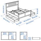 HEMNES Bed frame with 4 storage boxes, dark gray stained/Lyngör white, Full