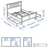 HEMNES Bed frame with 4 storage boxes, white stain/Lyngör white, King