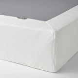 HEMNES Bed frame with 4 storage boxes, white stain/Lyngör white, Queen