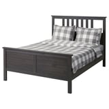 HEMNES Bed frame with mattress, dark gray stained/Valevåg firm, Full/Double