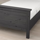 HEMNES Bed frame with mattress, dark gray stained/Valevåg medium firm, Twin