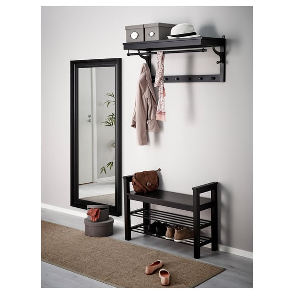 HEMNES Bench with shoe storage, blackbrown, 331/2x125/8x255/8" IKEA