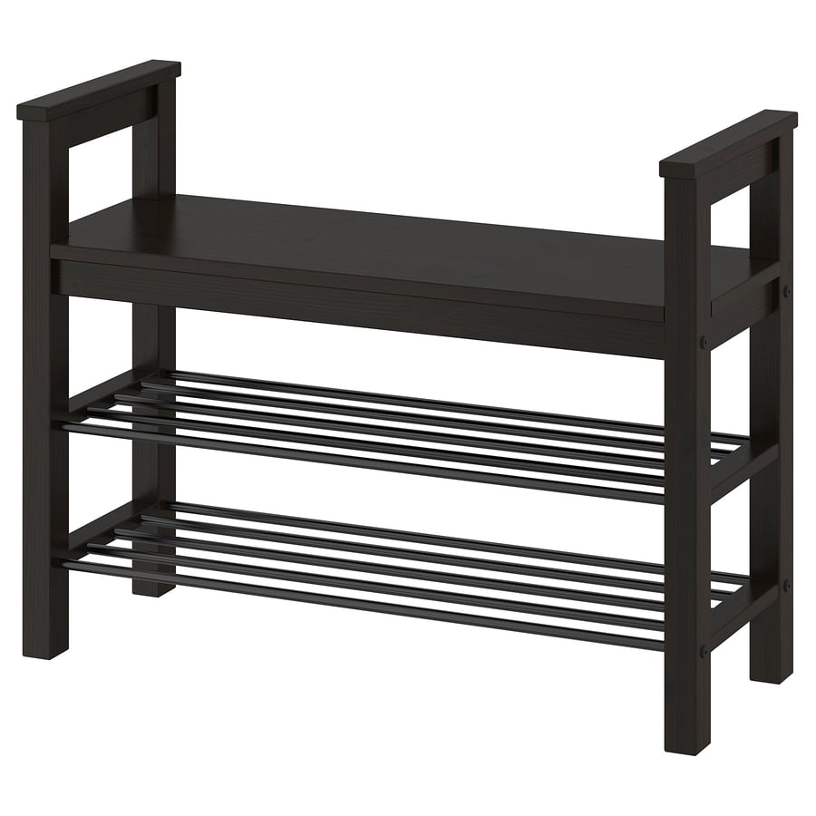 HEMNES Bench with shoe storage, black-brown, 331/2x125/8x255/8" - IKEA