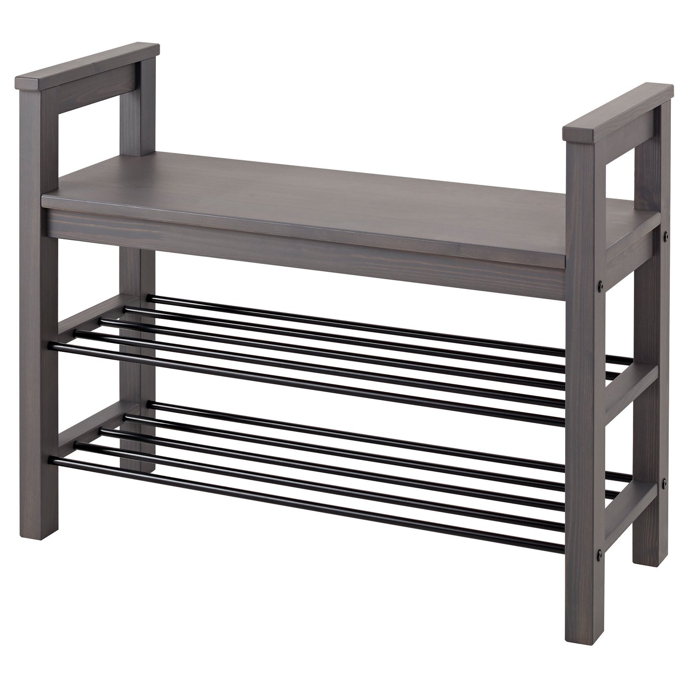 HEMNES Bench with shoe storage - dark gray gray stained - IKEA