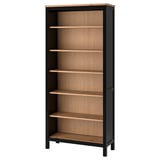 HEMNES Bookcase, black-brown/light brown, 35 3/8x77 1/2 "