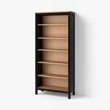 HEMNES Bookcase, black-brown/light brown, 35 3/8x77 1/2 "