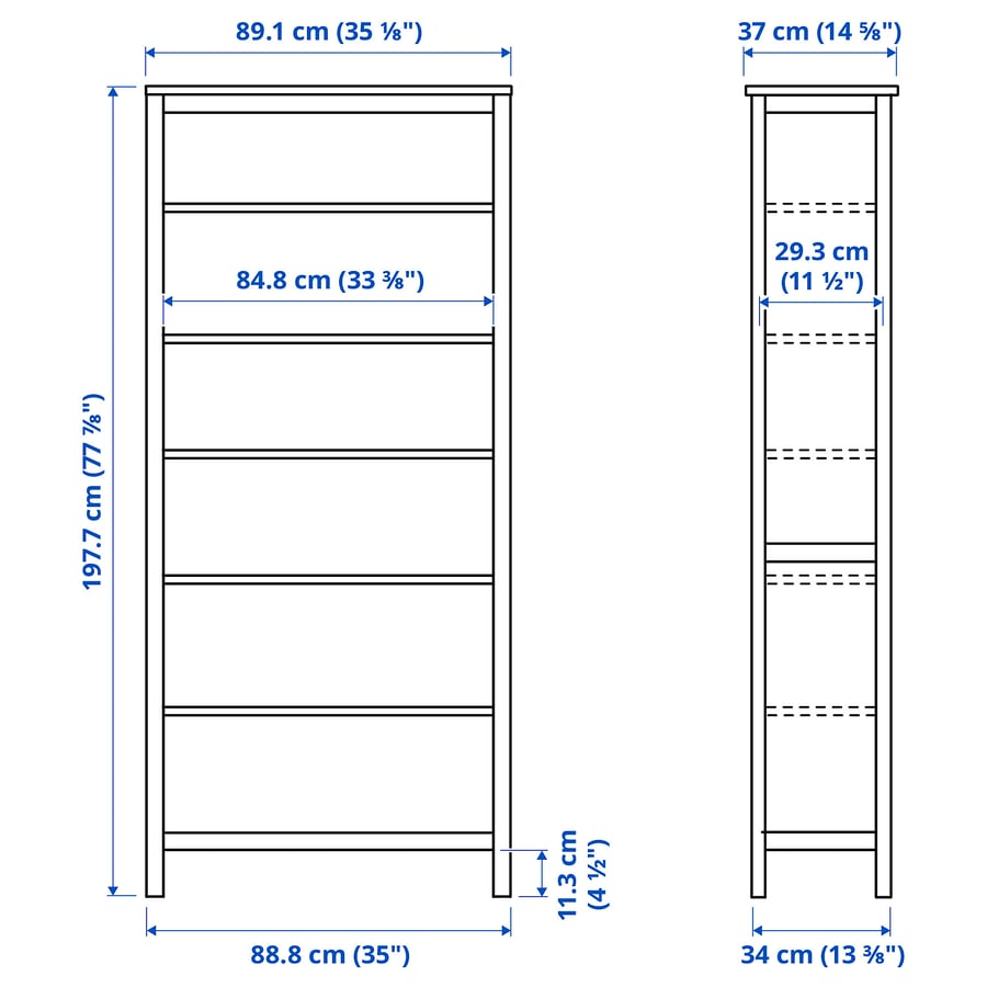 HEMNES Bookcase, blackbrown, 35 3/8x77 1/2" IKEA