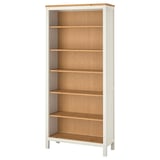 HEMNES Bookcase, white stain/light brown, 35 3/8x77 1/2 "