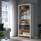 HEMNES Bookcase, white stain/light brown, 35 3/8x77 1/2 "