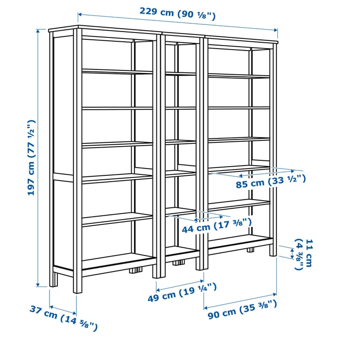 HEMNES bookcase, white stain, 901/8x771/2" IKEA