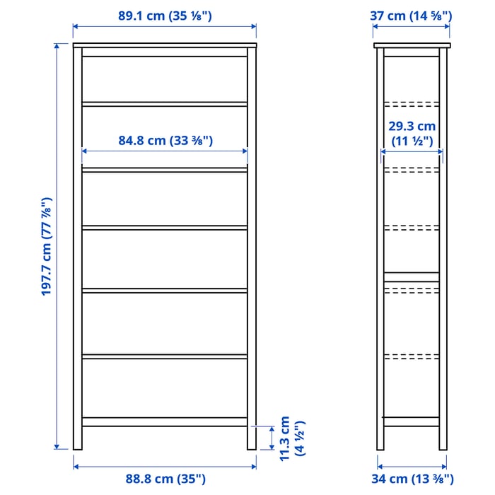 HEMNES bookcase, white stain, 353/8x771/2" IKEA