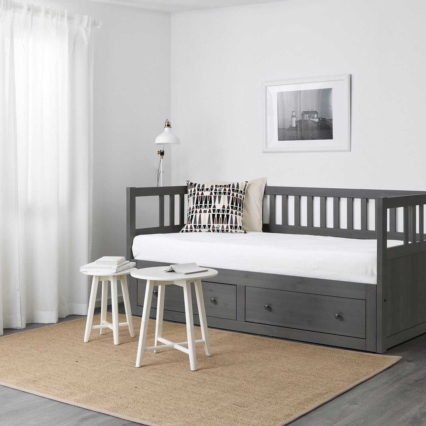 HEMNES Daybed frame with storage dark gray stained IKEA