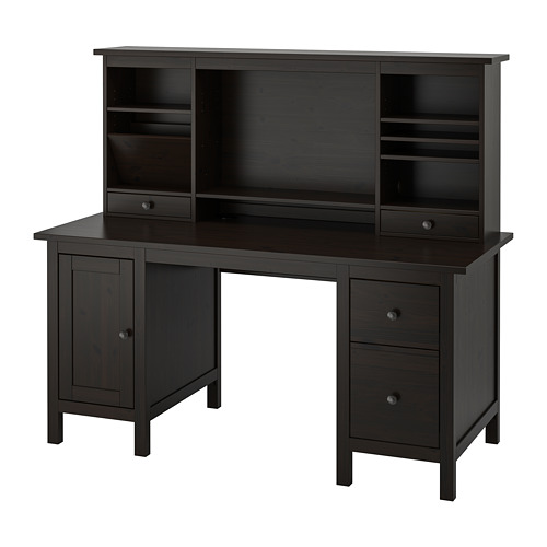 HEMNES Desk with addon unit blackbrown IKEA