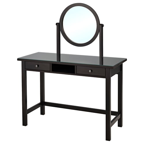 HEMNES black dressing table with mirror, wooden, sleek.