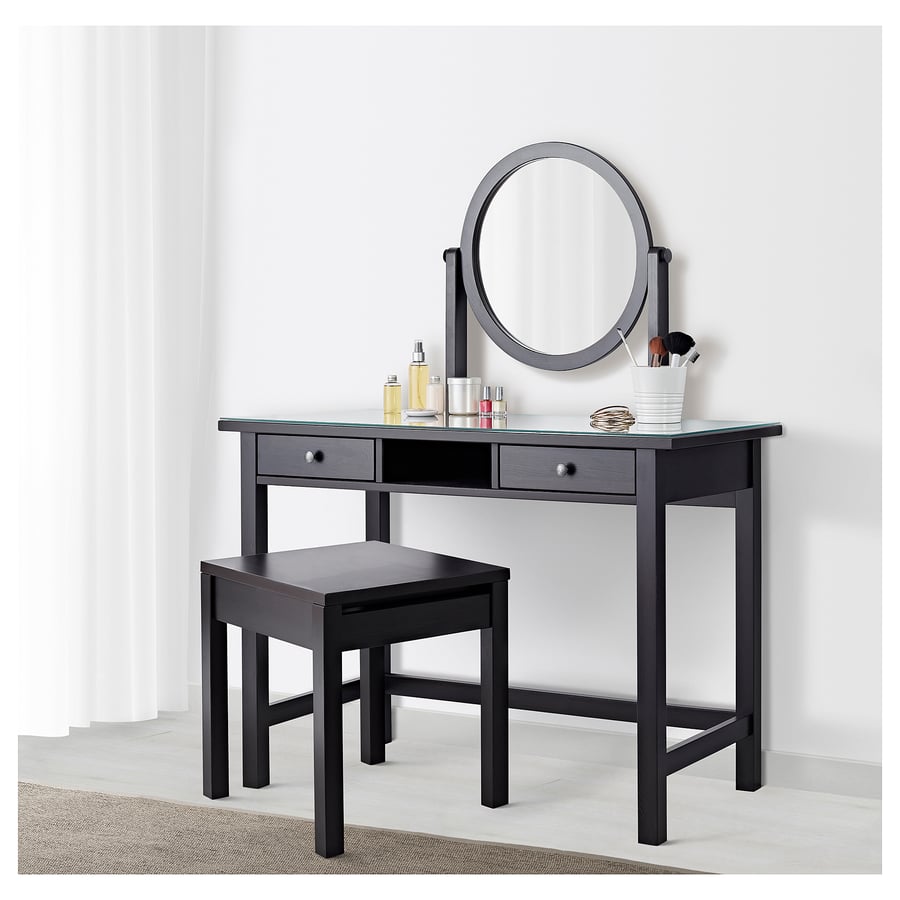 HEMNES dressing table with mirror, blackbrown, 431/4x173/4" IKEA