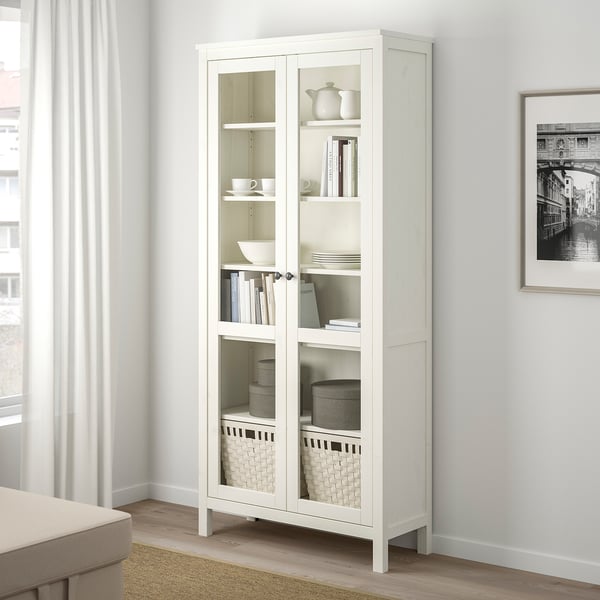 Hemnes Glass Door Cabinet White Stain 35 3 8x77 1 2 Ikea