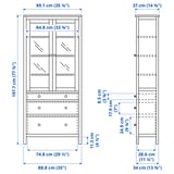 HEMNES Glass-door cabinet with 3 drawers, black-brown/light brown, 35 3/8x77 1/2 "