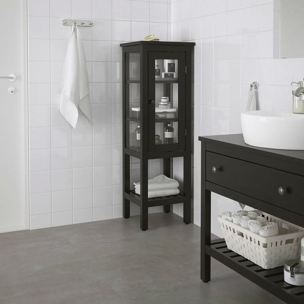 Hemnes High Cabinet With Glass Door Black Brown 16 1 2x15x51 5 8 Ikea
