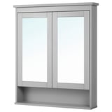 HEMNES Mirror cabinet with 2 doors, gray, 32 5/8x6 1/4x38 5/8 "