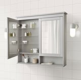 HEMNES Mirror cabinet with 2 doors, gray, 40 1/2x6 1/4x38 5/8 "