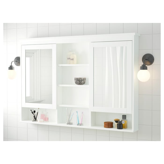 HEMNES Mirror with 2 doors, white, 551/8x385/8" IKEA