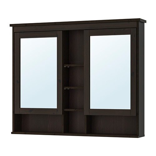 HEMNES Mirror with 2 doors blackbrown stain, 47 1/4x38 5/8