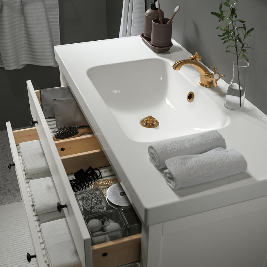 HEMNES / ODENSVIK Open sink with 2 drawers, white/Runskär