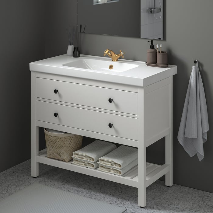 HEMNES / ODENSVIK Open sink with 2 drawers, white/Runskär