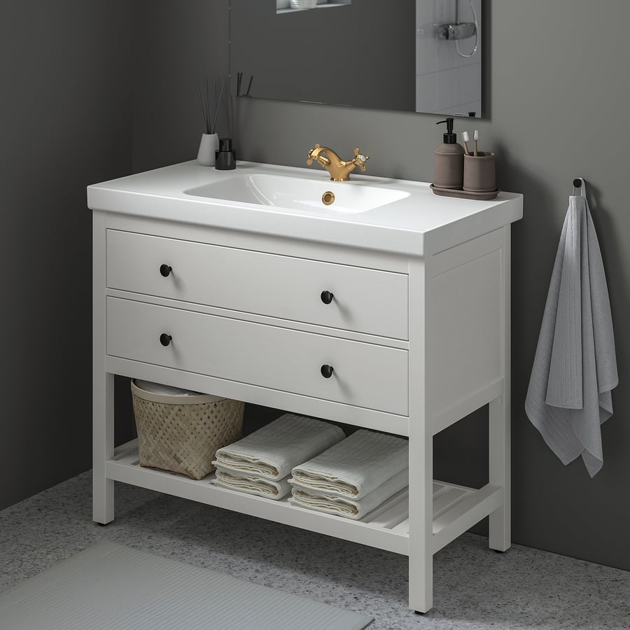 HEMNES / ODENSVIK Open sink with 2 drawers, white/Runskär