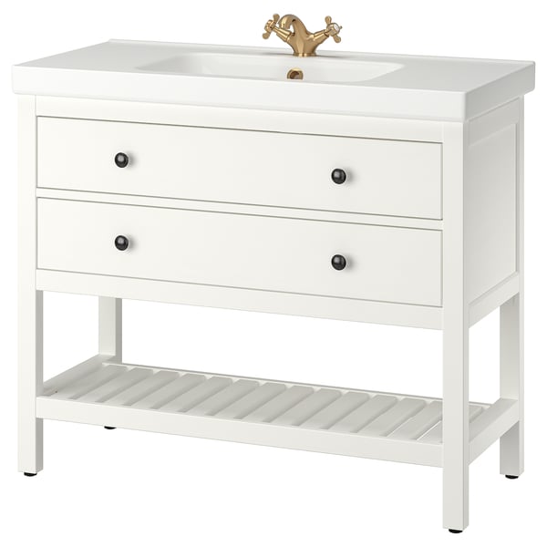 HEMNES / ODENSVIK Open sink with 2 drawers, white/Runskär
