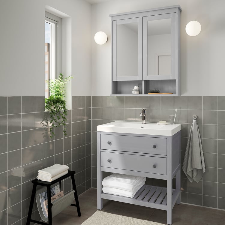 HEMNES Open sink with 2 drawers, gray, 321/4" IKEA