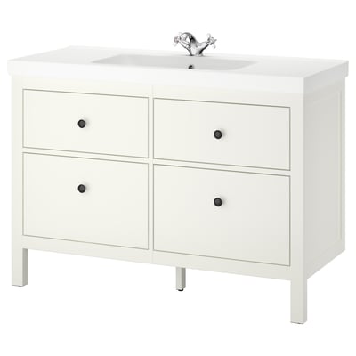 HEMNES / ORRSJÖN Bathroom vanity w/ drawers and sink, white, 49x21 3/4x34 7/8 "