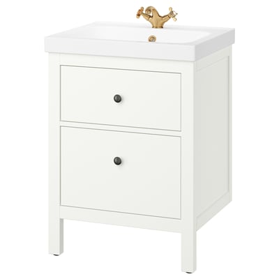 HEMNES / ORRSJÖN Bathroom vanity w/ drawers and sink, white, 25x21 3/4x34 7/8 "